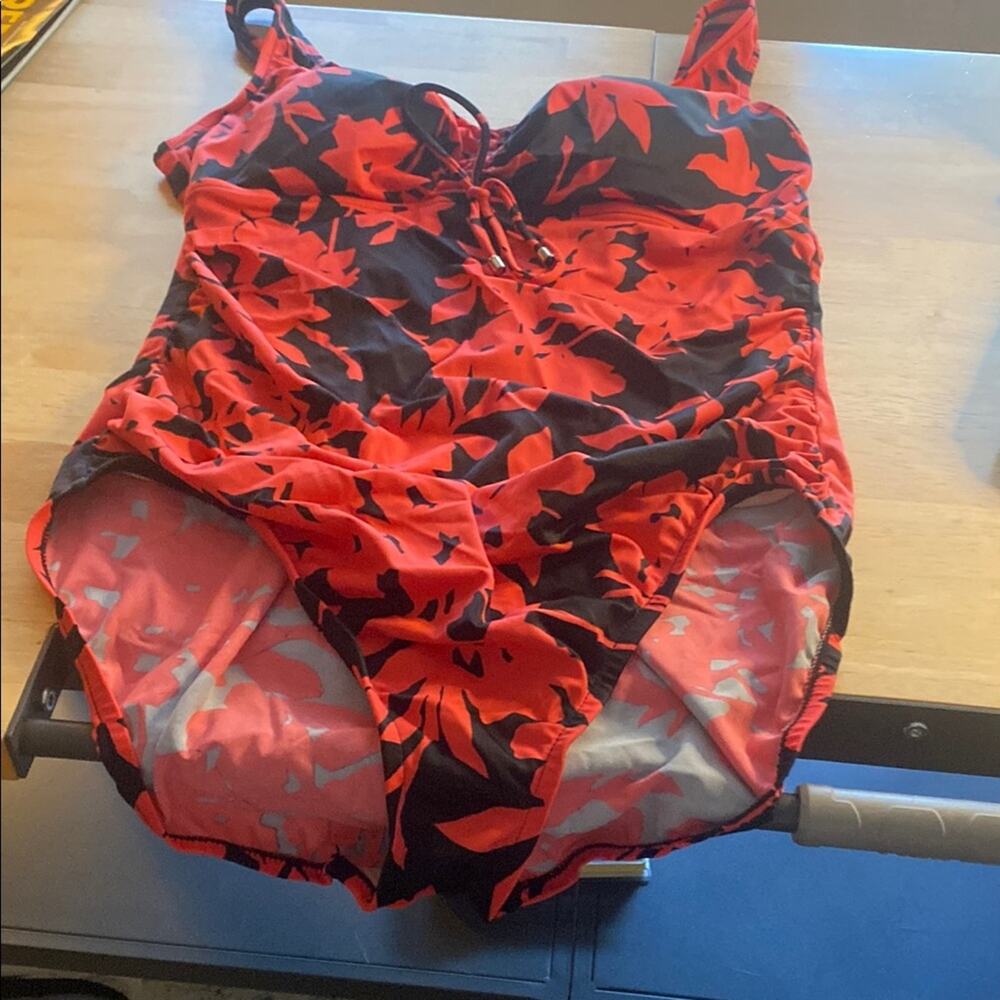 Aqua Green Red and Black Swimwear
